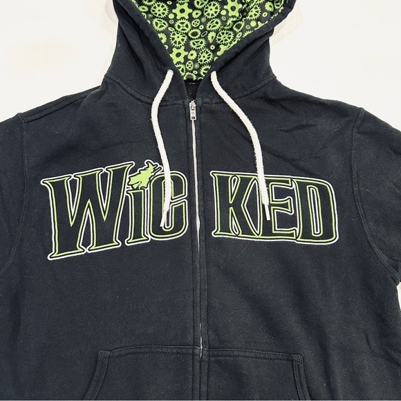 Wicked Broadway Musical Black Green Zip Hoodie Sweatshirt - Picture 2 of 7
